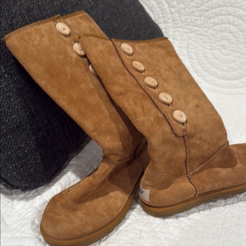 UGG Tan Winter Boots with Button Detail